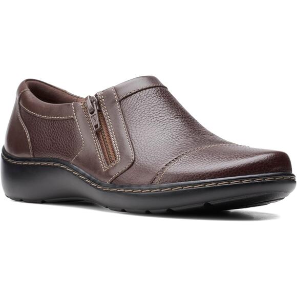 NWT Clarks womens Cora Giny Loafer, Dark Brown Tumbled/Smooth Lea, 10 US - Picture 2 of 5